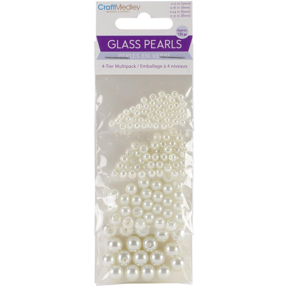 Glass perler - Pearl Beads - Assorted - Ivory