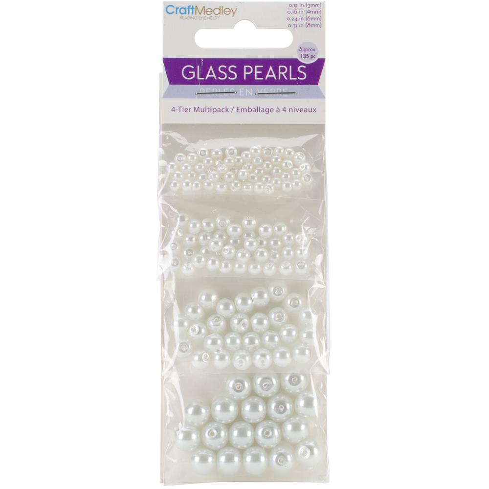 Glass perler - Pearl Beads - Assorted - White