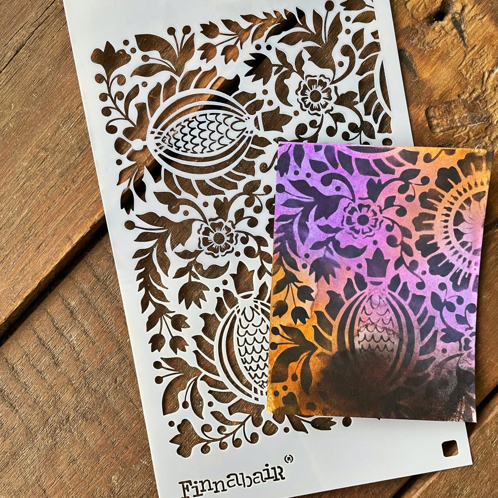 Prima - Finnabair - Elementals Stencil - Folk Florals -    6x9"
