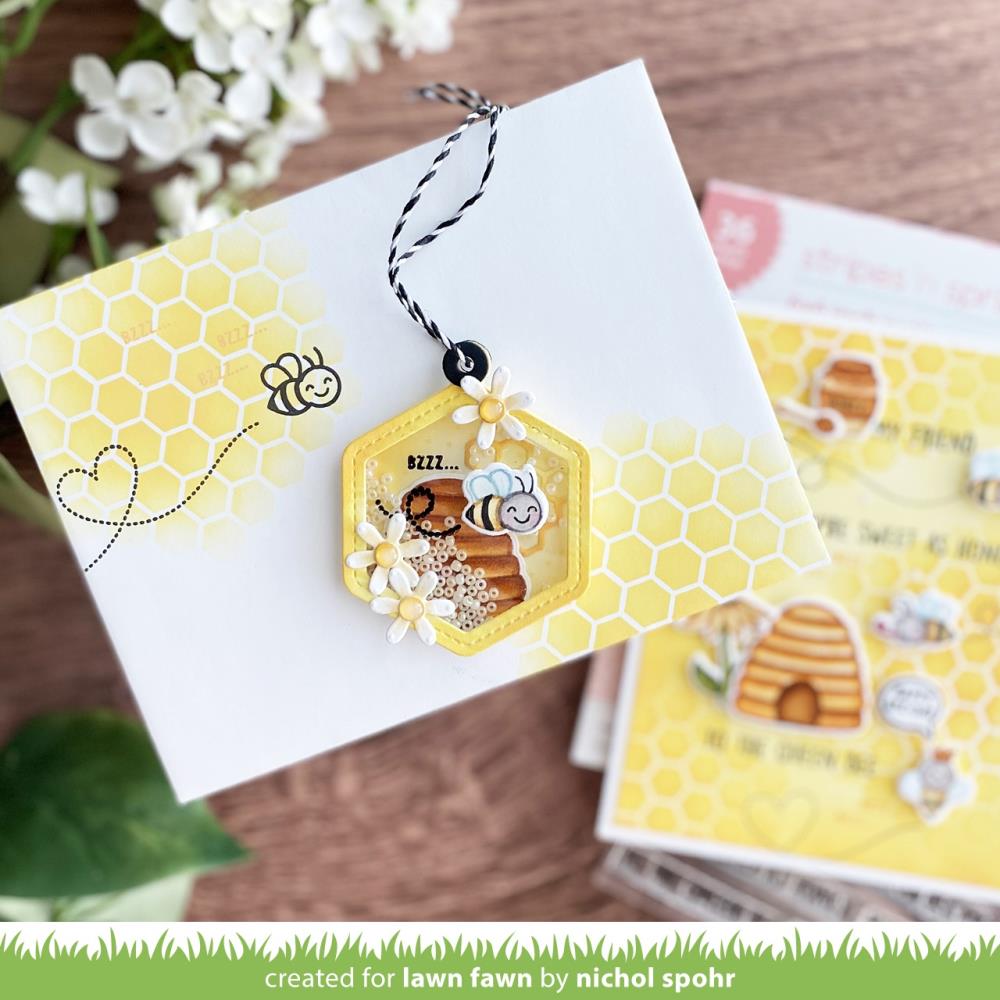 Lawn Fawn - Cuts Custom Craft Dies - Honeycomb Shaker Gift Tag