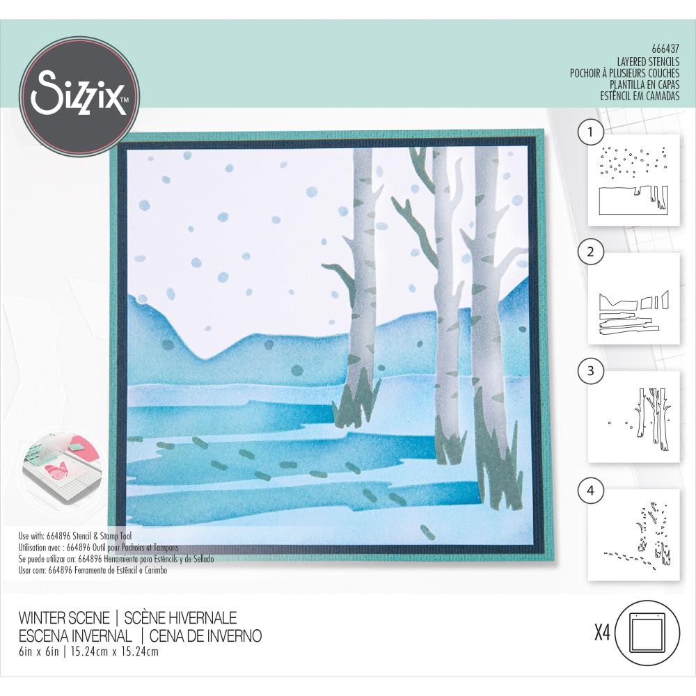 Sizzix - Layered Stencil Set - Winter Scene