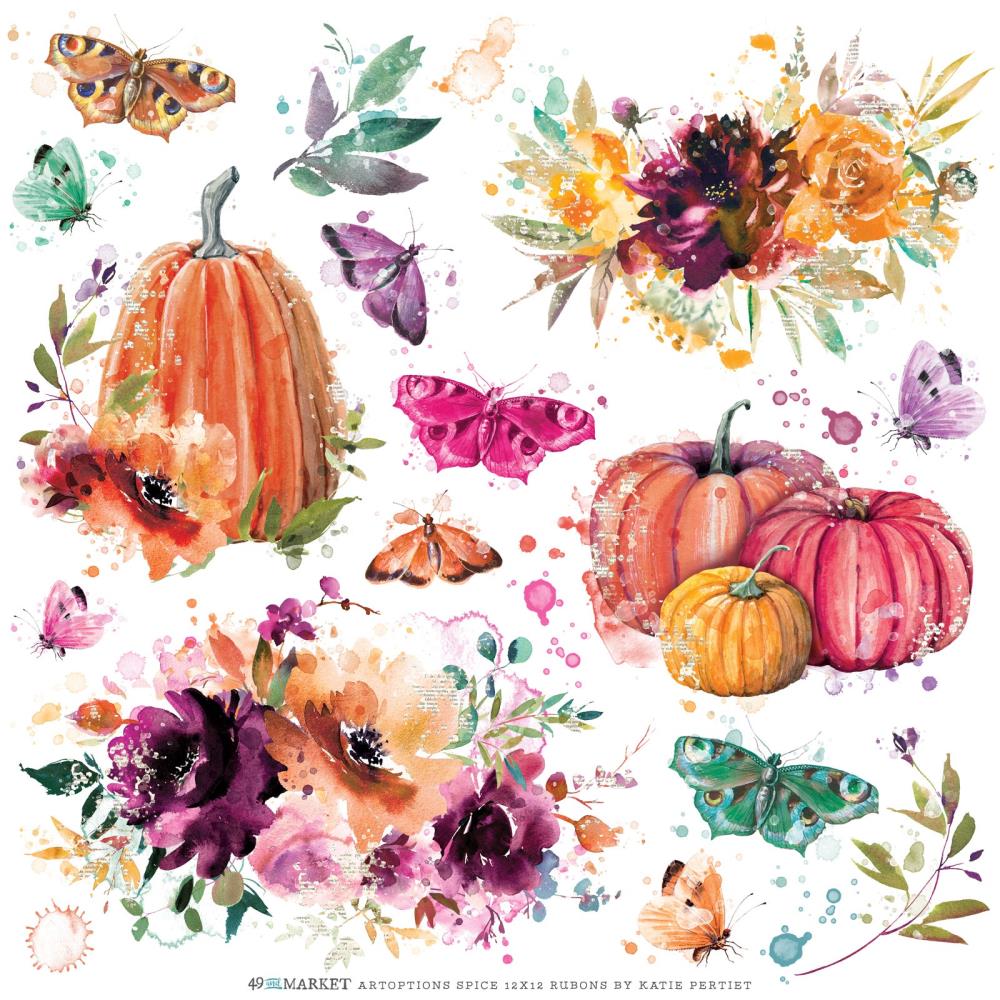 49 and Market - Artoptions Spice -   Rub ons  -  12" x 12"