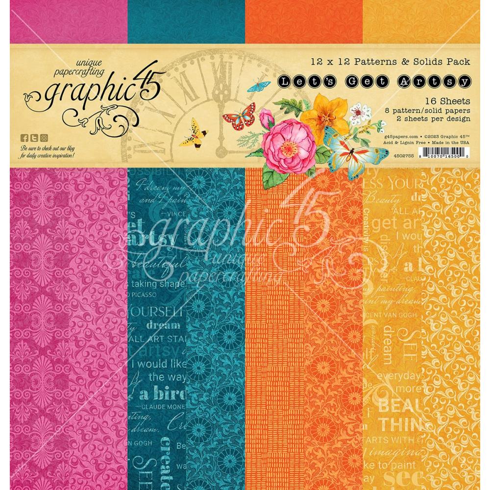 Graphic 45 - Let's get Artsy - Patterns and Solid Paper Pad 12 x 12"