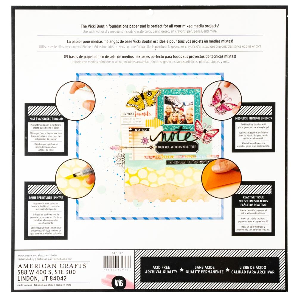 Vicki Boutin - Mixed Media Foundations Paper - Smooth White - 12 x 12"