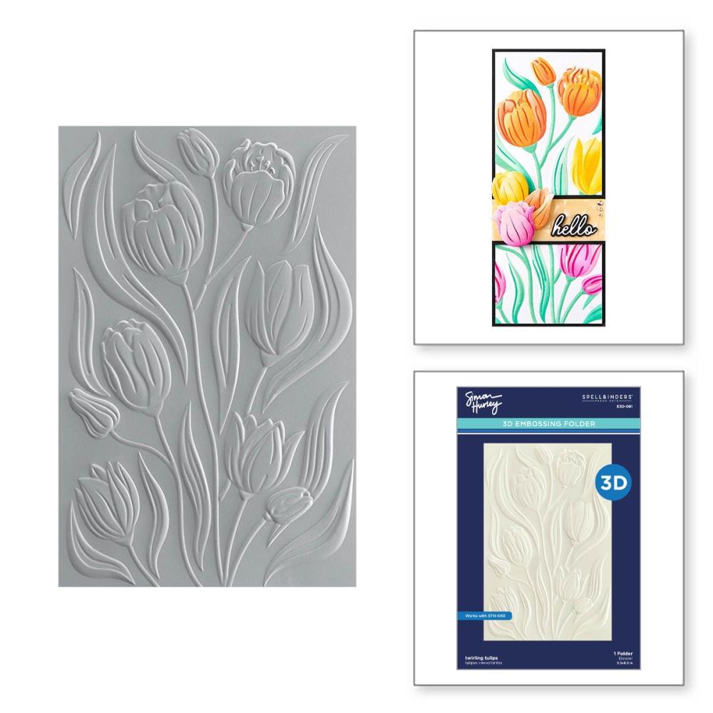 Spellbinders- Simon Hurley - 3D embossing Folder - Twirling Tulips