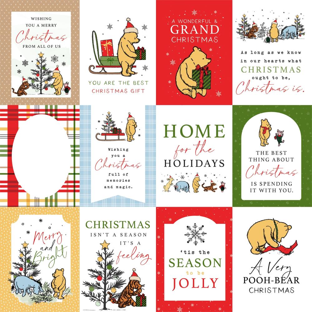 Echo Park - Winnie the Pooh Christmas - 3x4" Journaling Cards - 12 x 12"