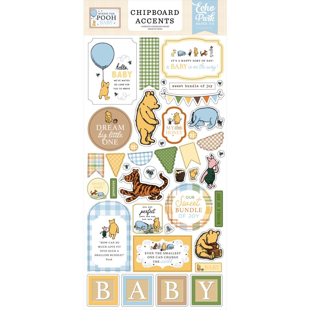 Echo Park - Winnie the Pooh Baby - Chipboard Accents