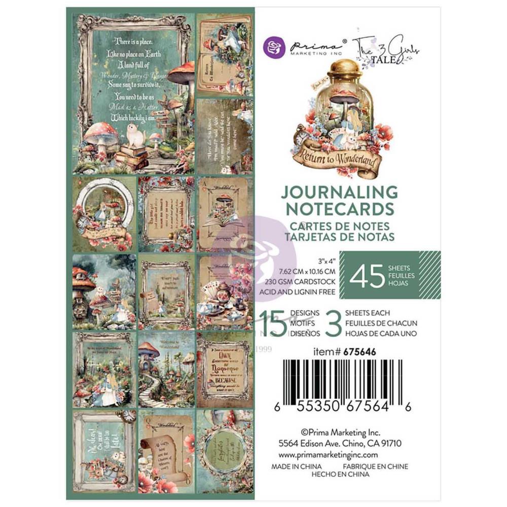 Prima - Return To Wonderland - 3x4" Journaling notecards