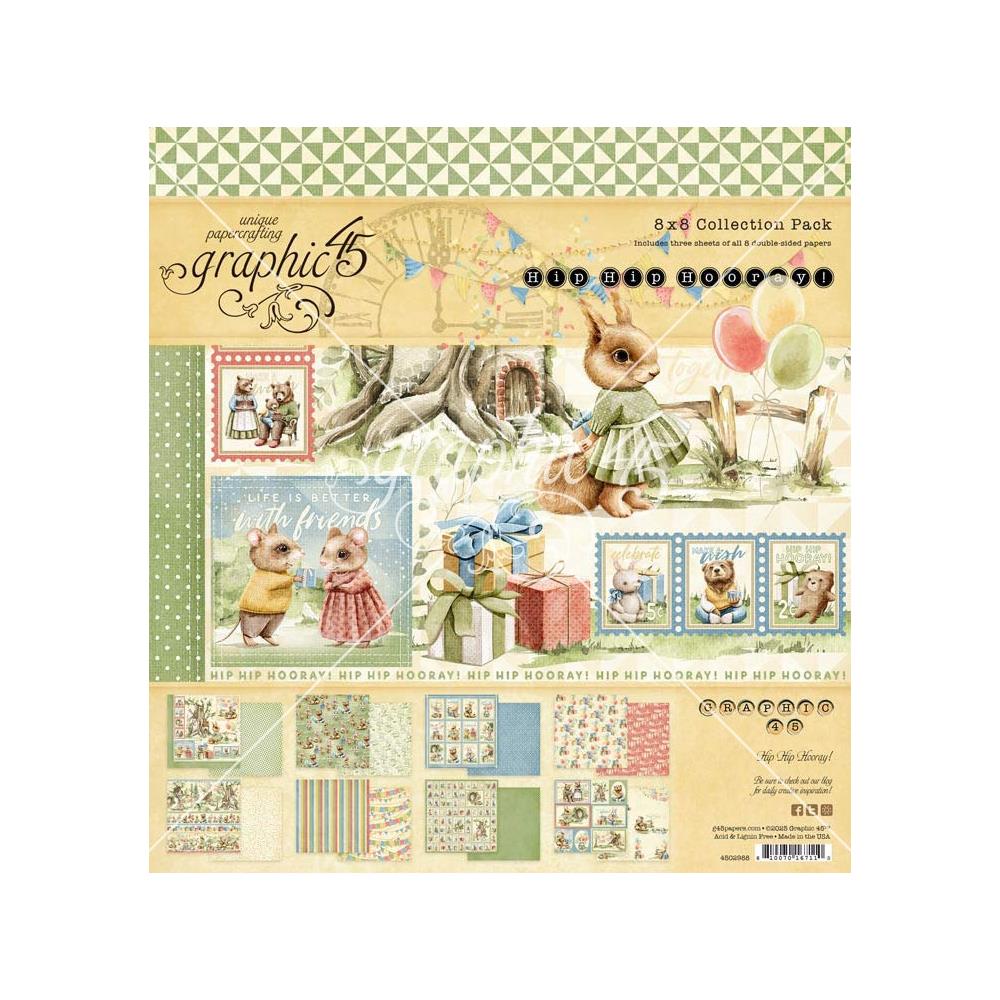 Graphic 45 - Hip Hip Hooray - Paper Pad 8x8"