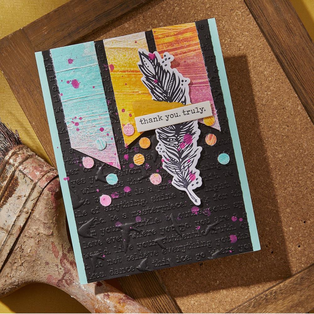 Spellbinders - Dina Wakley - 3D embossing Folder - Soaring, Collaged Birds