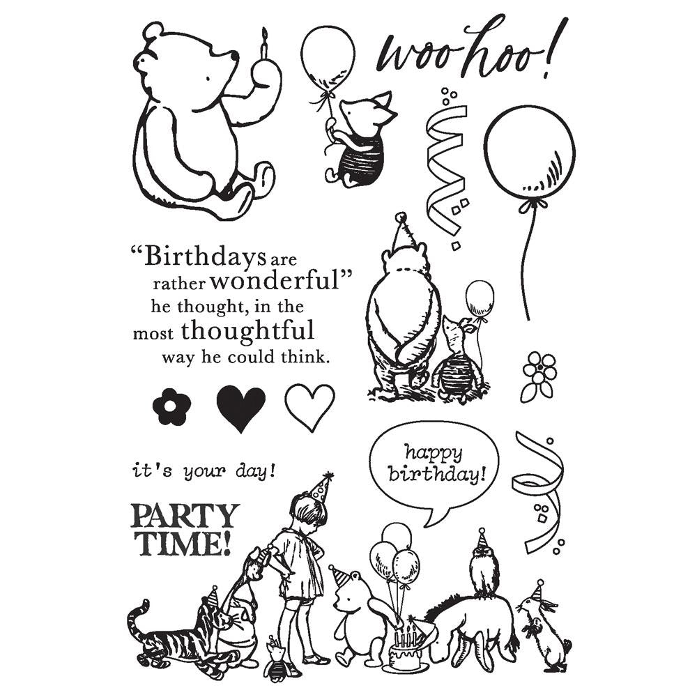 Simple Stories - Classic Pooh Birthday - Clear Stamps - Woo Hoo!