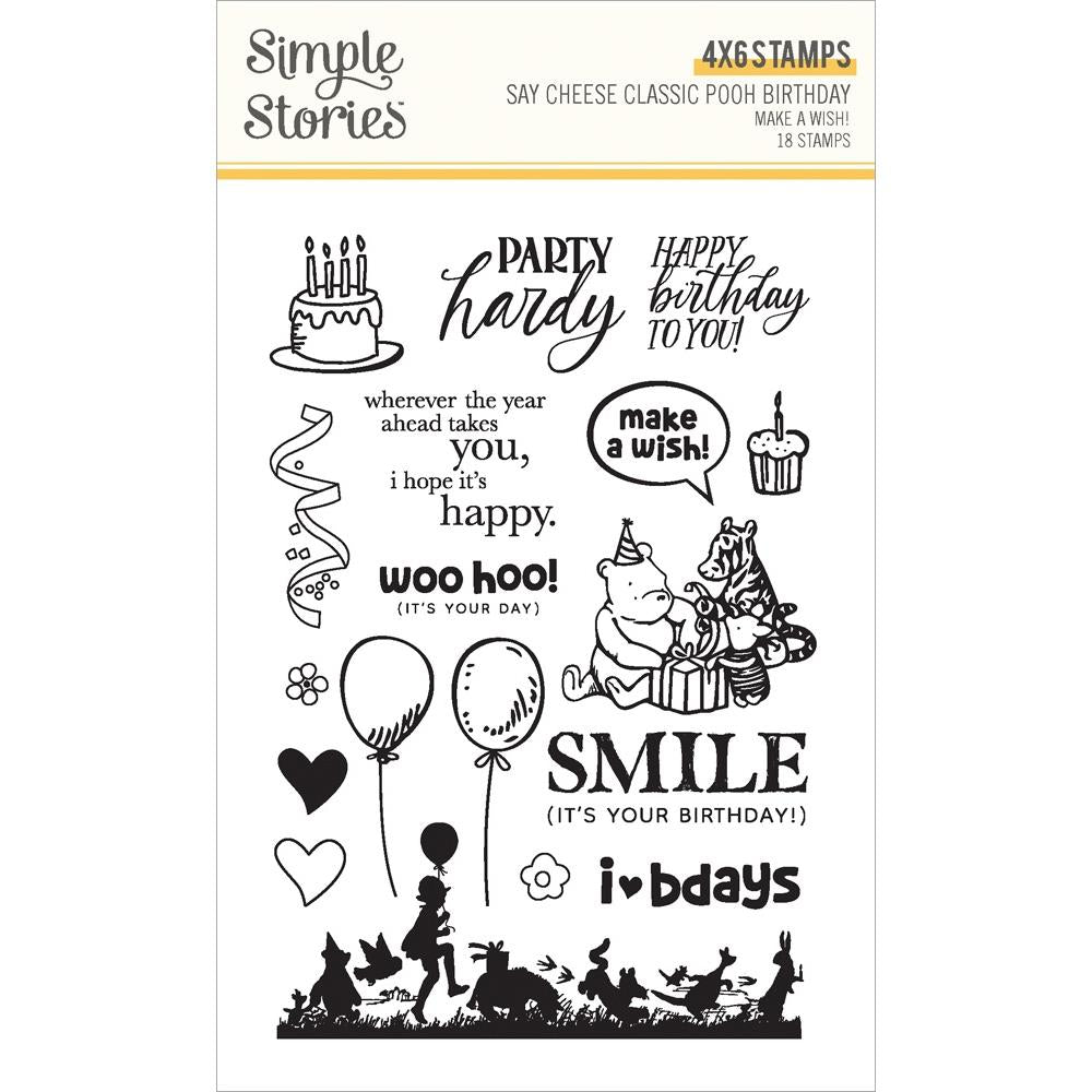 Simple Stories - Classic Pooh Birthday - Clear Stamps - Make A Wish