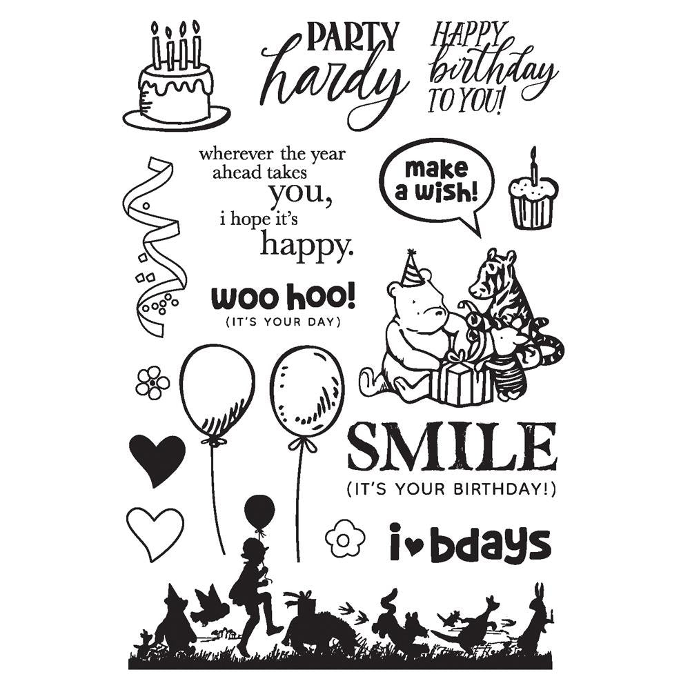 Simple Stories - Classic Pooh Birthday - Clear Stamps - Make A Wish