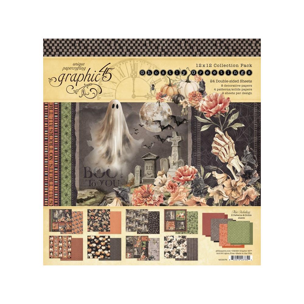 Graphic 45 - Ghostly Greetings - Paper Pad - 12 x 12"