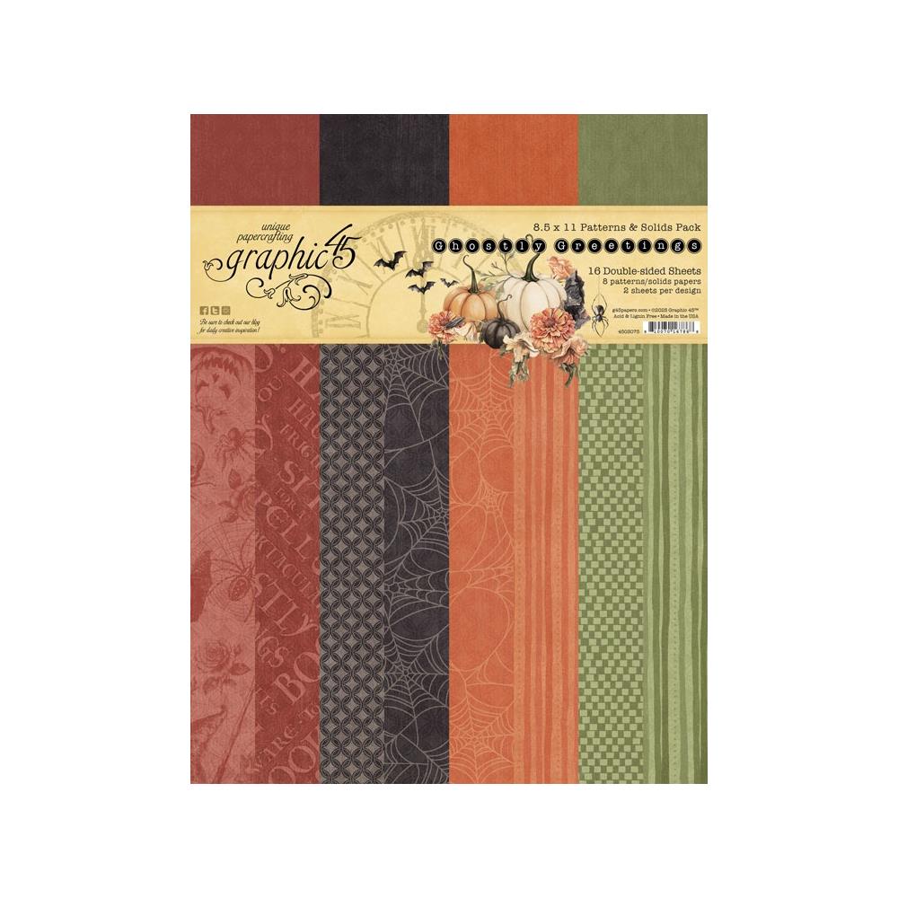 Graphic 45 - Ghostly Greetings - Patterns & Solids Paper Pad - 8,5 x 11"