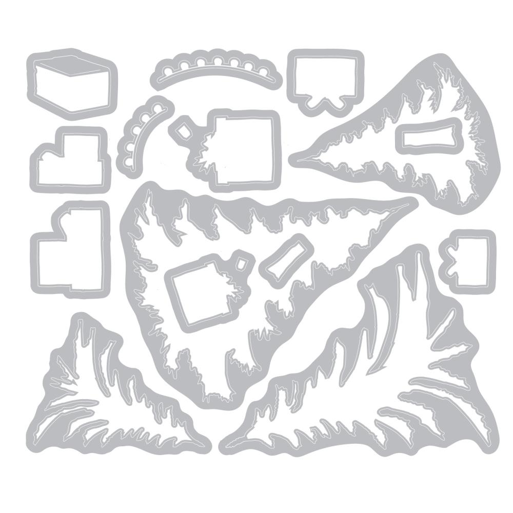 Sizzix - 49 & Market - Framelits dies & clear stamp - Trees and Trinkets