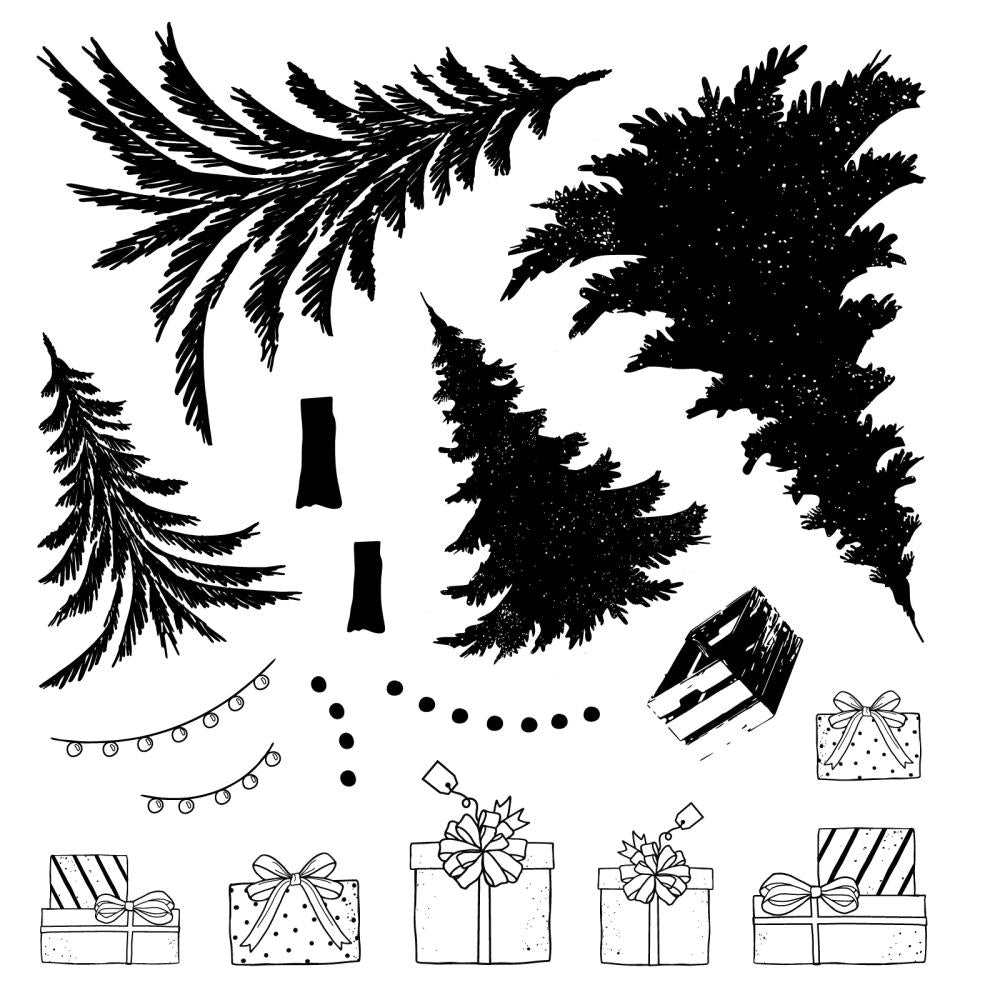 Sizzix - 49 & Market - Framelits dies & clear stamp - Trees and Trinkets