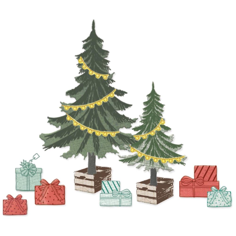 Sizzix - 49 & Market - Framelits dies & clear stamp - Trees and Trinkets