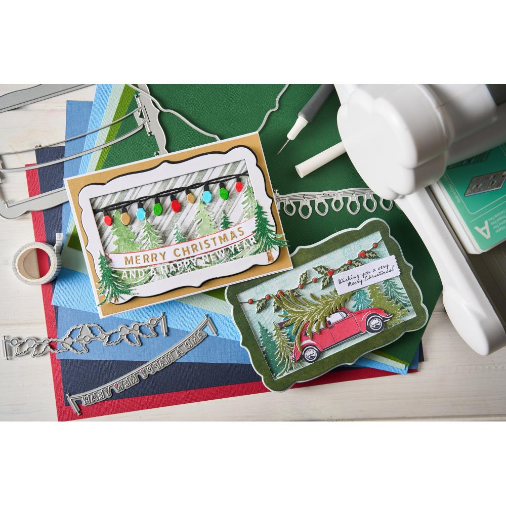 Sizzix - 49 & Market - Framelits dies & clear stamp - Trees and Trinkets