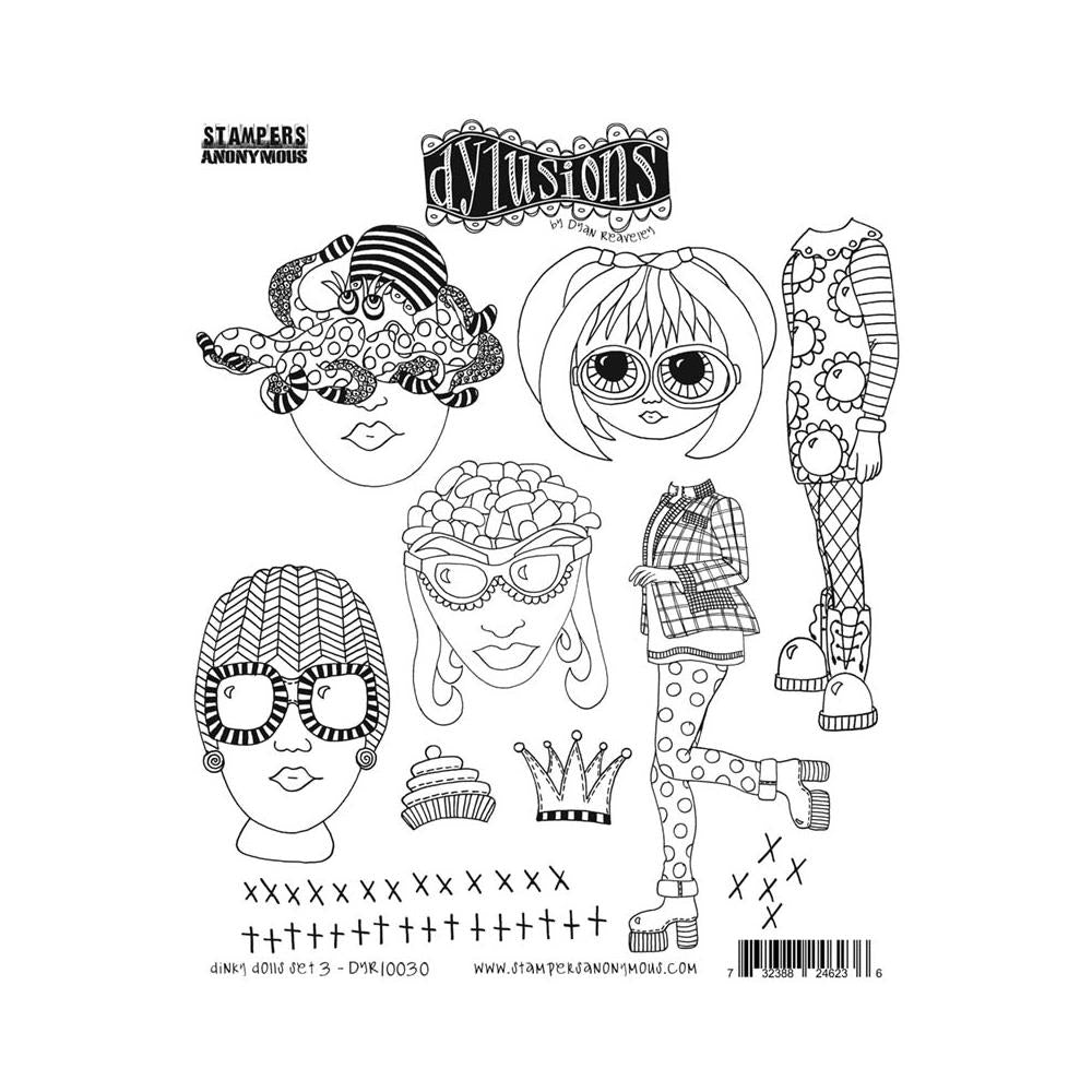 Dylusions - Cling Stamps - Dinky Doll - set 3