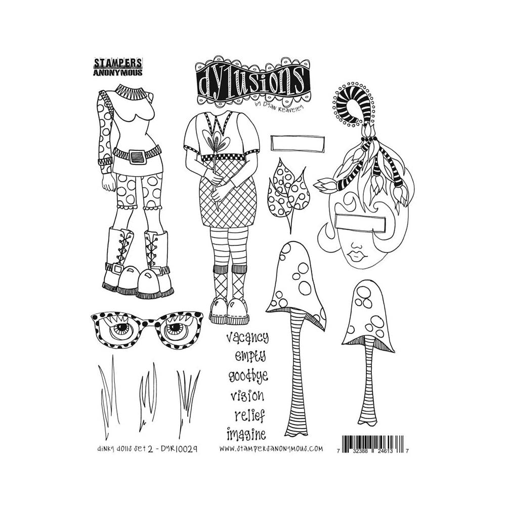 Dylusions - Cling Stamps - Dinky Doll - set 2