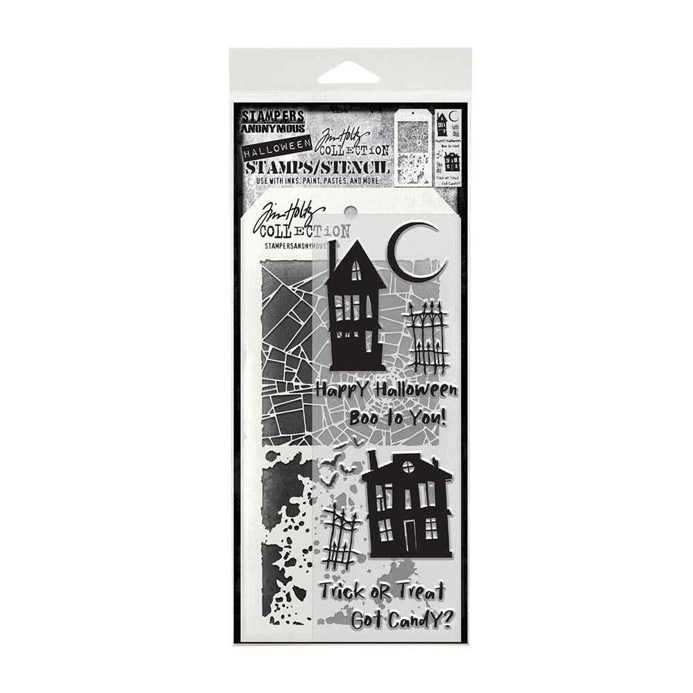 Tim Holtz - Mixed Media Set - Stamp/Stencil - Ghost Town