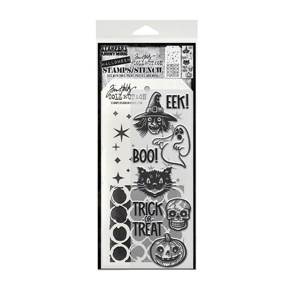 Tim Holtz - Mixed Media Set - Stamp/Stencil - Retro Frights