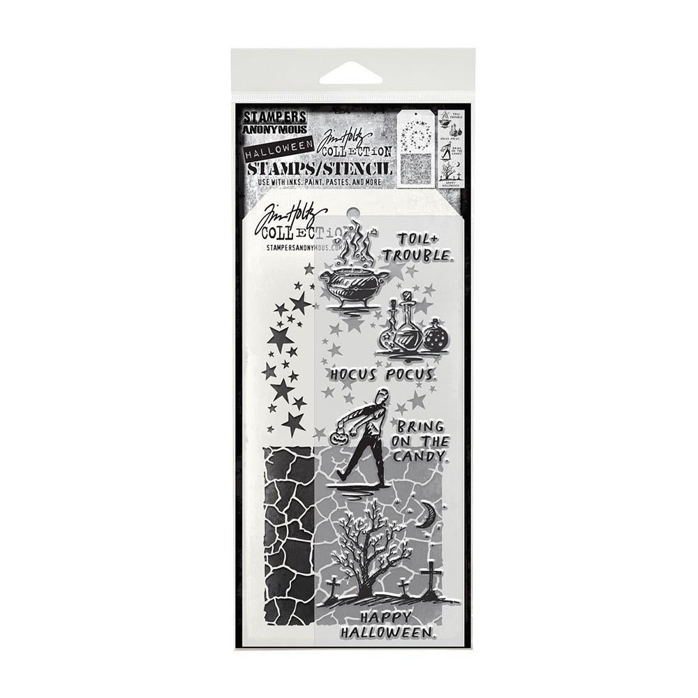 Tim Holtz - Mixed Media Set - Stamp/Stencil - Halloween Sketch