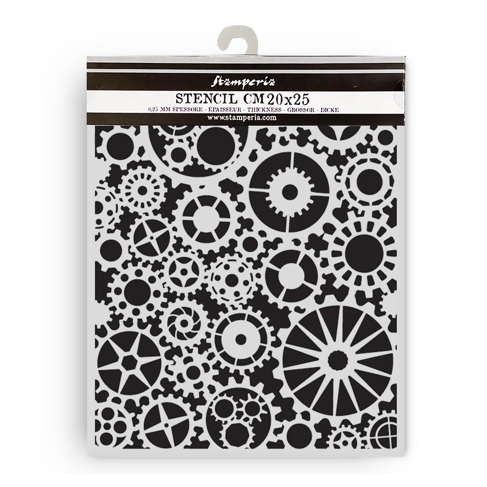 Stamperia - Voyages Fantastique - Stencil - Gears pattern - 20 x 25 cm