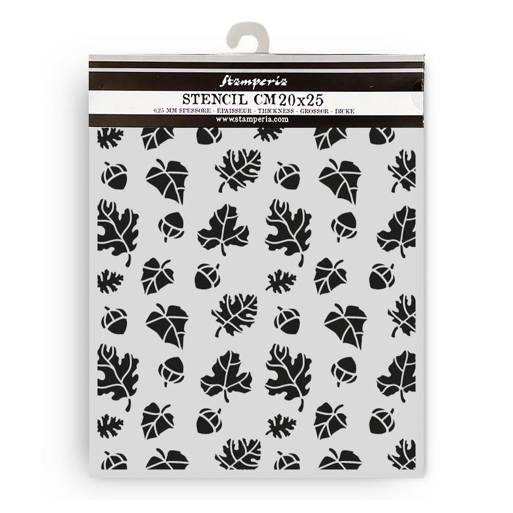 Stamperia - Whispering woods - Stencil - Leaves and acorn pattern - 20 x 25 cm