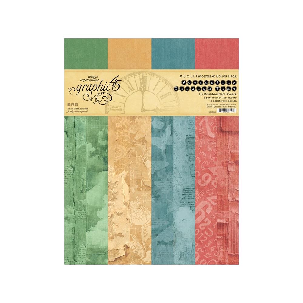 Graphic 45 - Journaling Through Time - Patterns & Solids Paper Pad - 8,5 x 11"