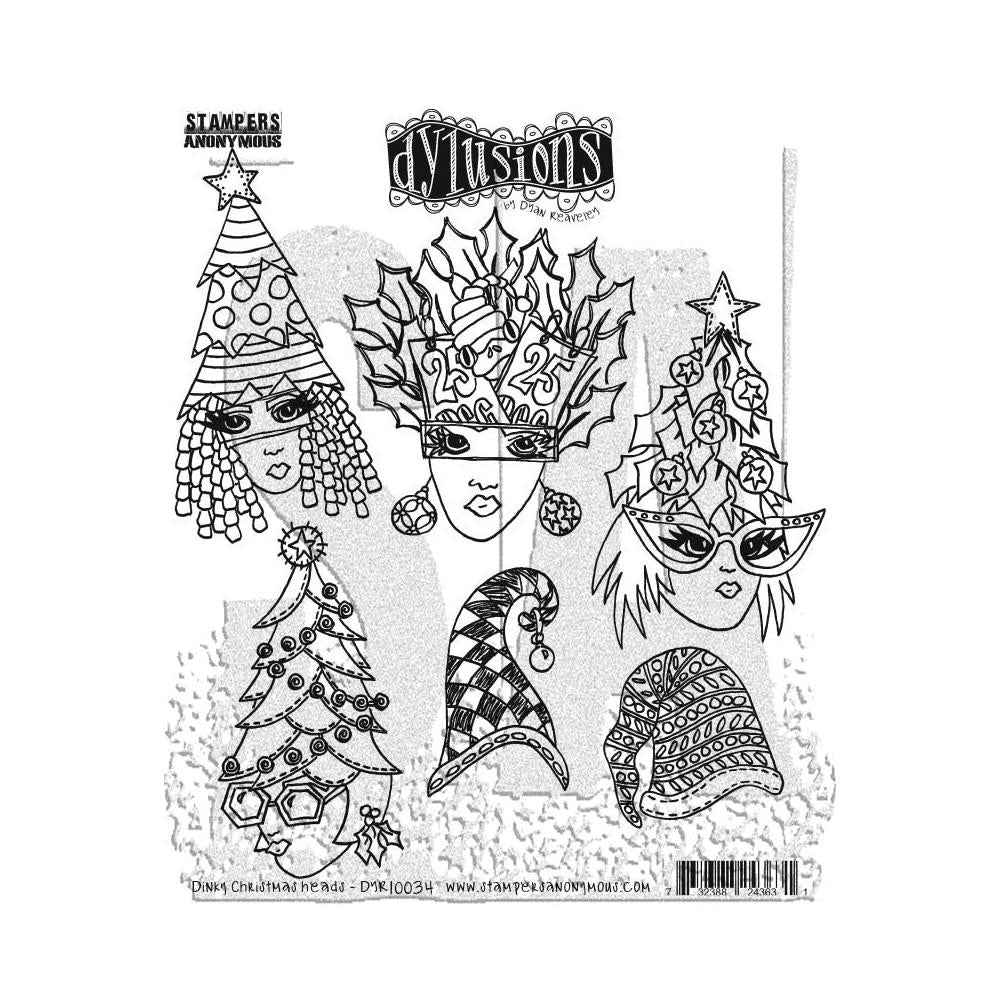 Dylusions - Cling Stamps - Dinky Christmas Heads