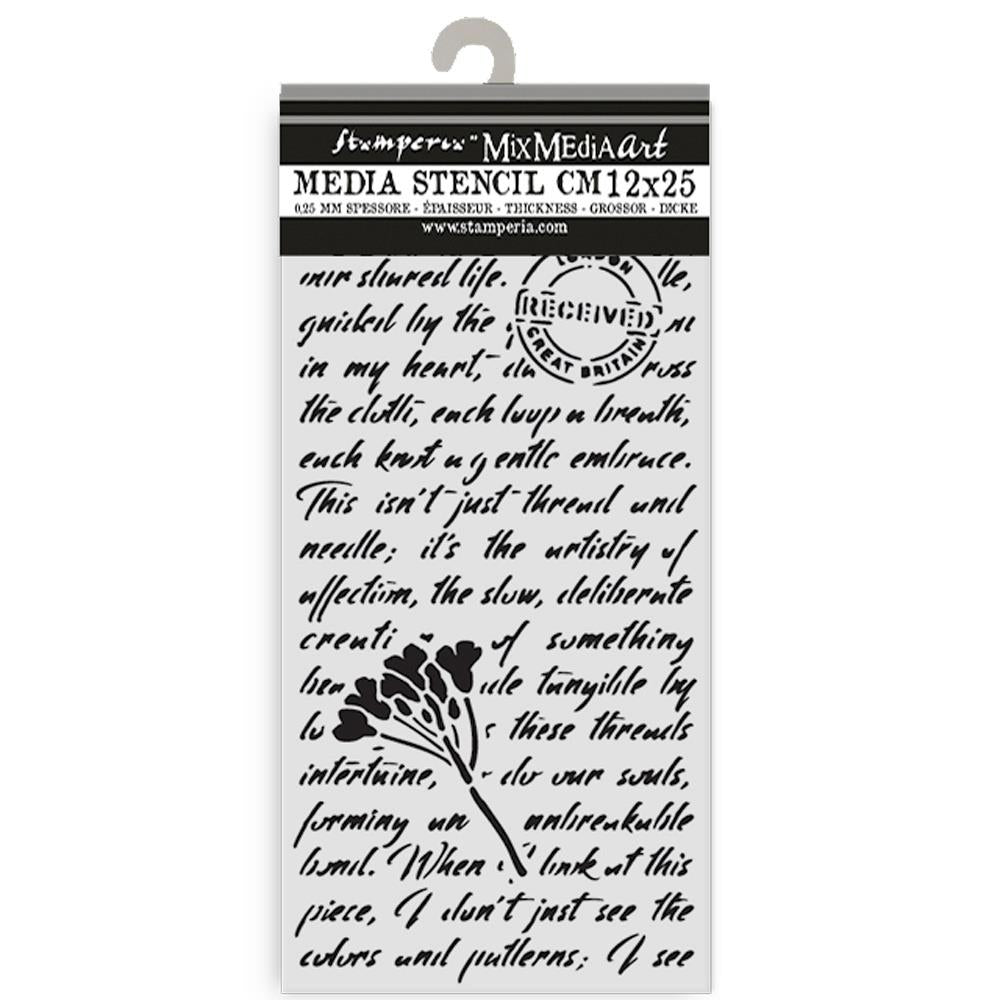 Stamperia - Quiet Days - Stencil - Manuscript - 12x25cm
