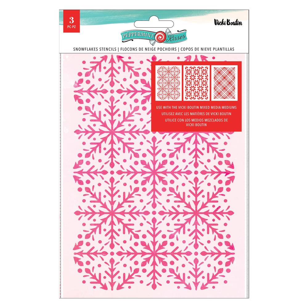Vicki Boutin - Peppermint Kisses - Stencil - Snowflakes