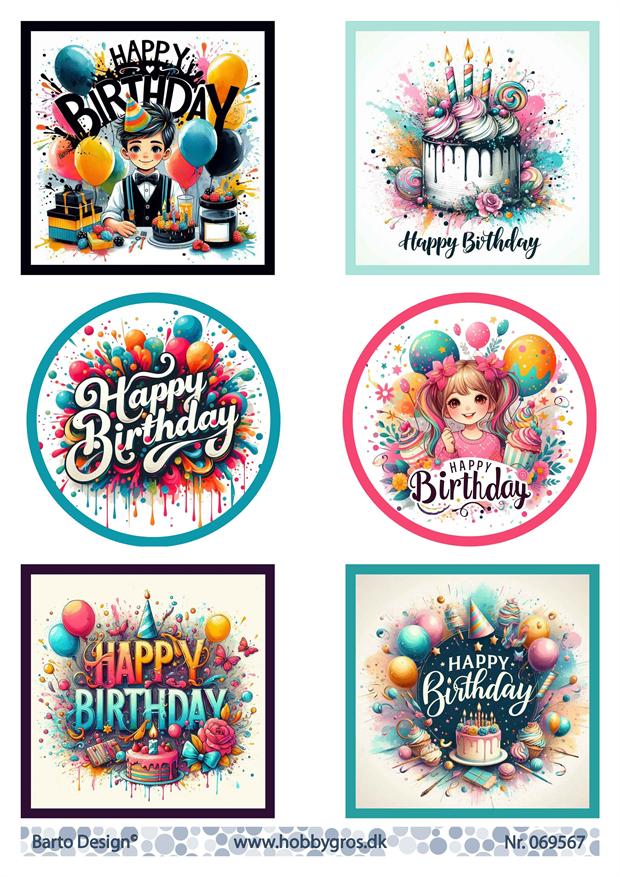 Barto Design - Utklippsark - Happy Birthday