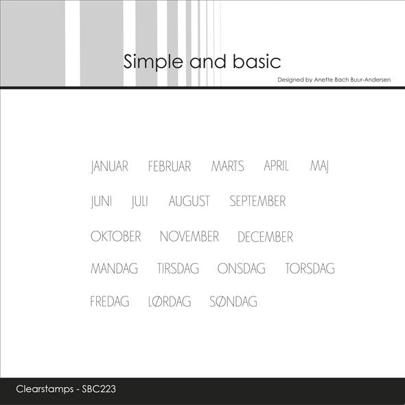 Simple and Basic - Clear Stamp - "Måneder / Dager"