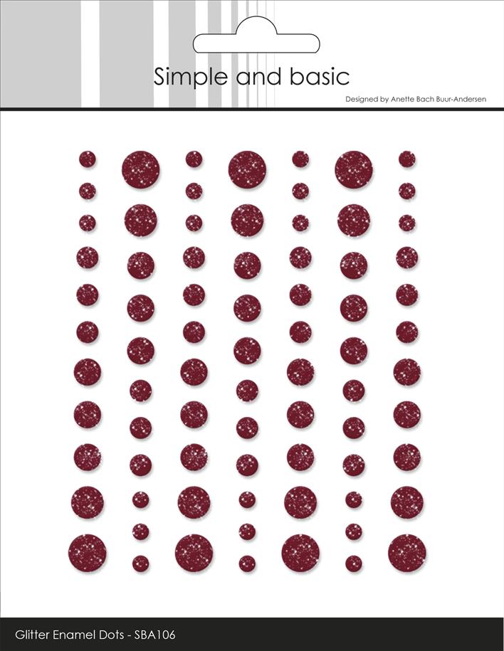 Simple and Basics - Glitter Enamel Dots - Wine Red