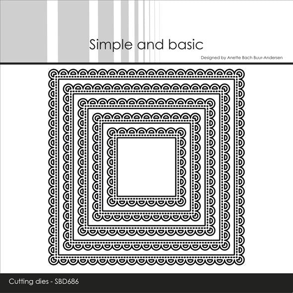 Simple and Basic - Dies - 10 x 10 Squares - Scalloped edges