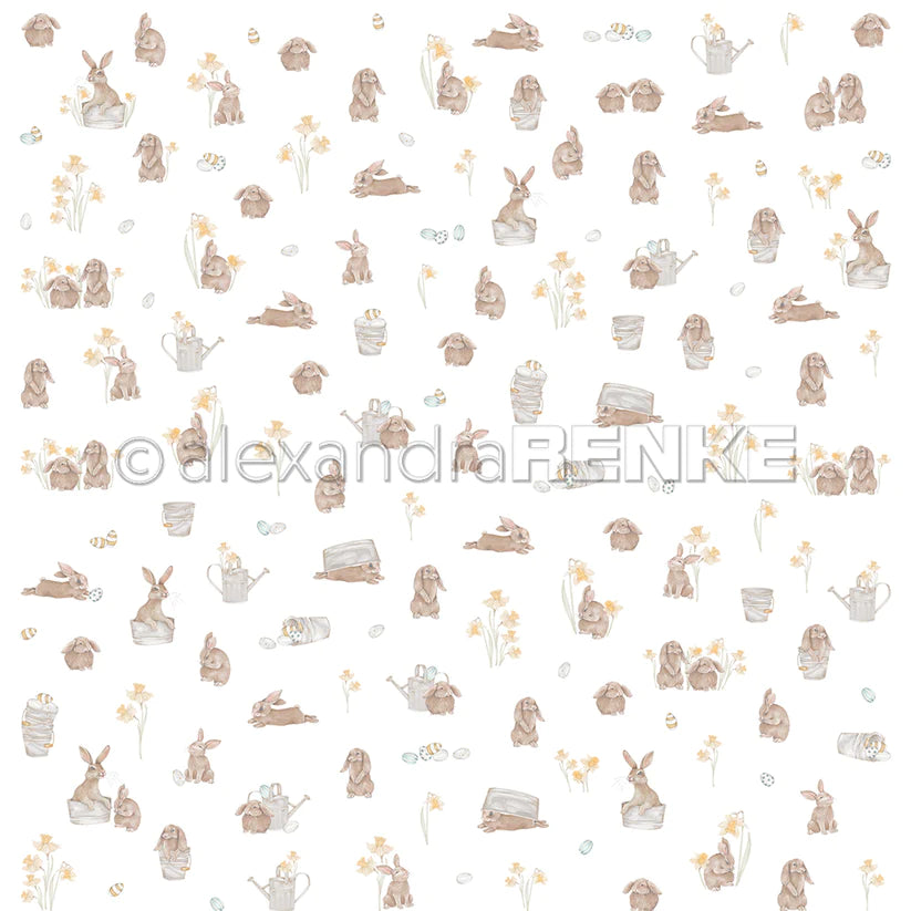 Alexandra Renke - Design paper 12x12" - Bunnies with buckets and cans