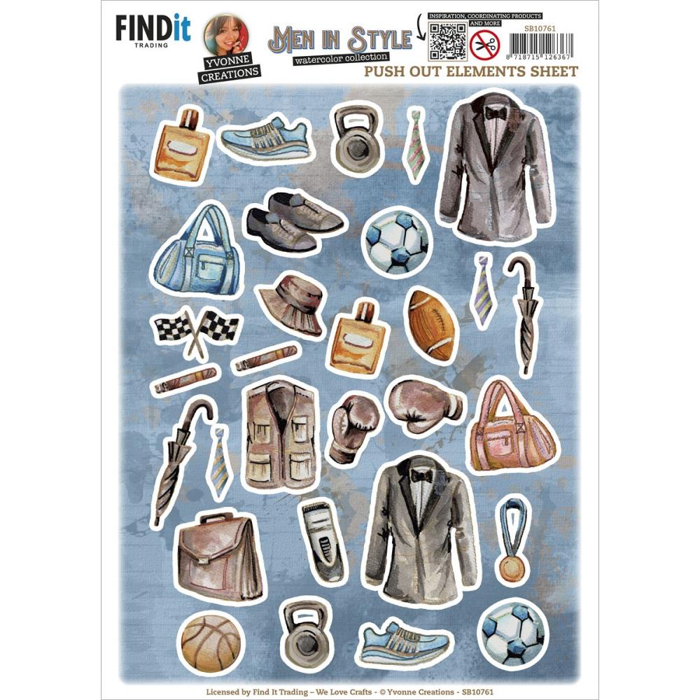 Yvonne Creations - 3D Punchout Sheet - Men in Style - Small Elemnts A