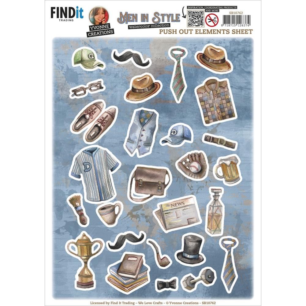 Yvonne Creations - 3D Punchout Sheet - Men in Style - Small Elemnts B