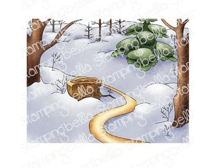 Stamping Bella - Cling Mounted Stamp - Winter Woodland Backdrop