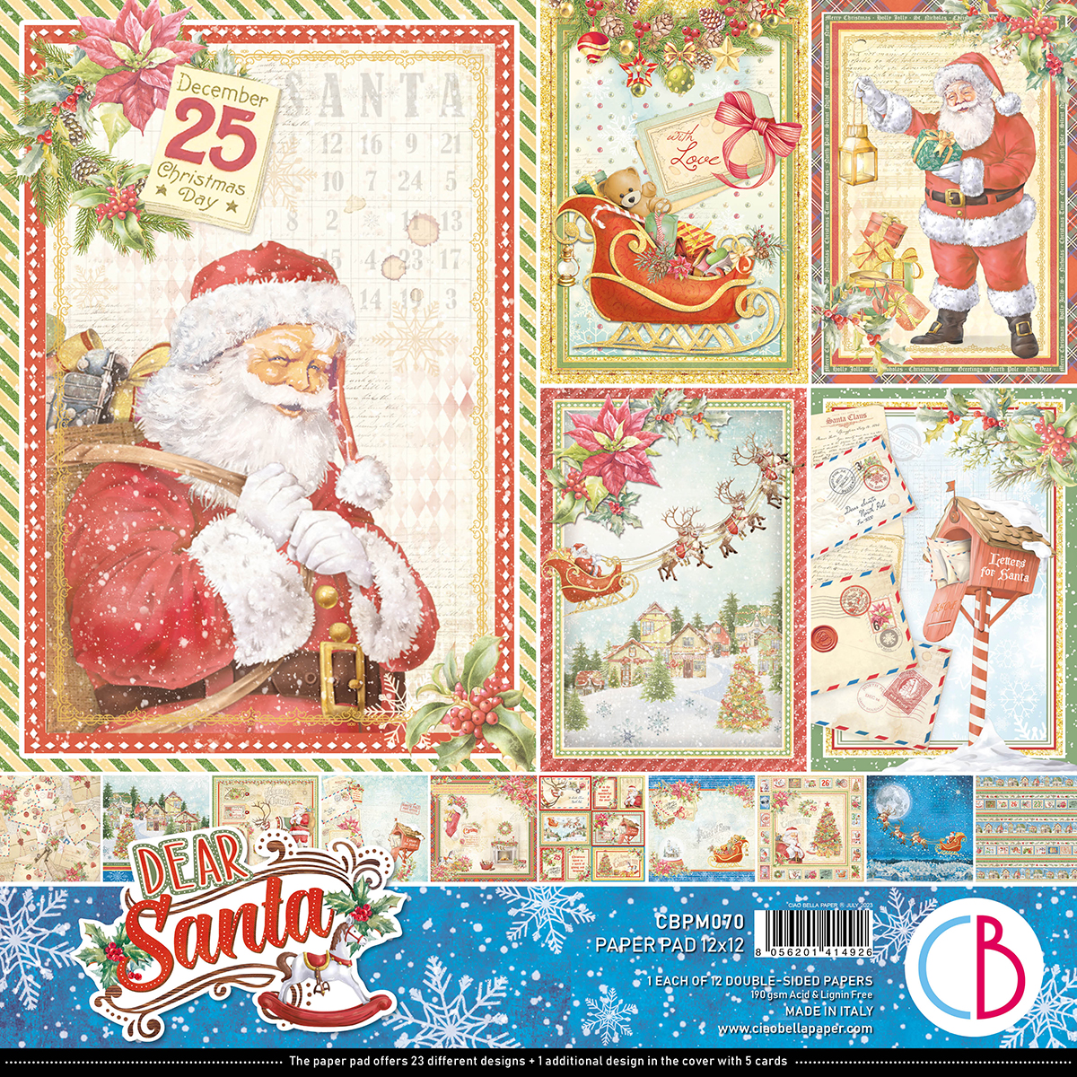 Ciao Bella - Dear Santa - Paper Pack (12 ark) 12 x 12"
