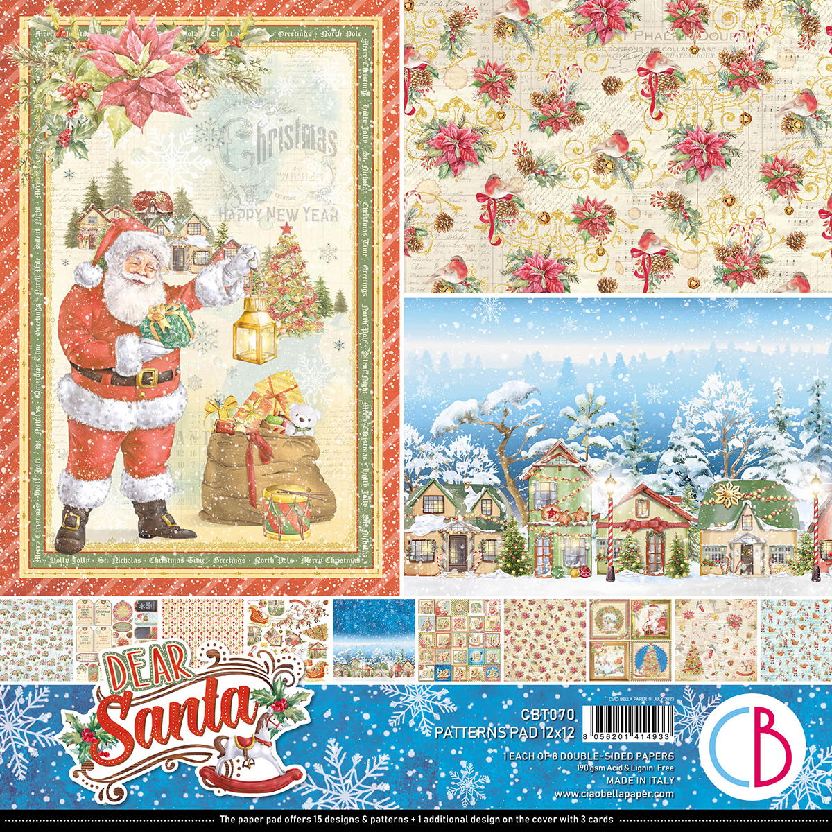 Ciao Bella - Dear Santa - Paper Pack (8 ark) 12 x 12"
