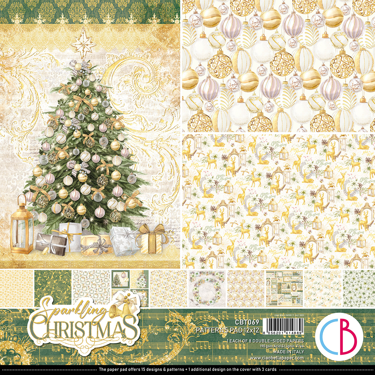 Ciao Bella - Sparkling Christmas- Paper Pack (8 ark) 12 x 12"