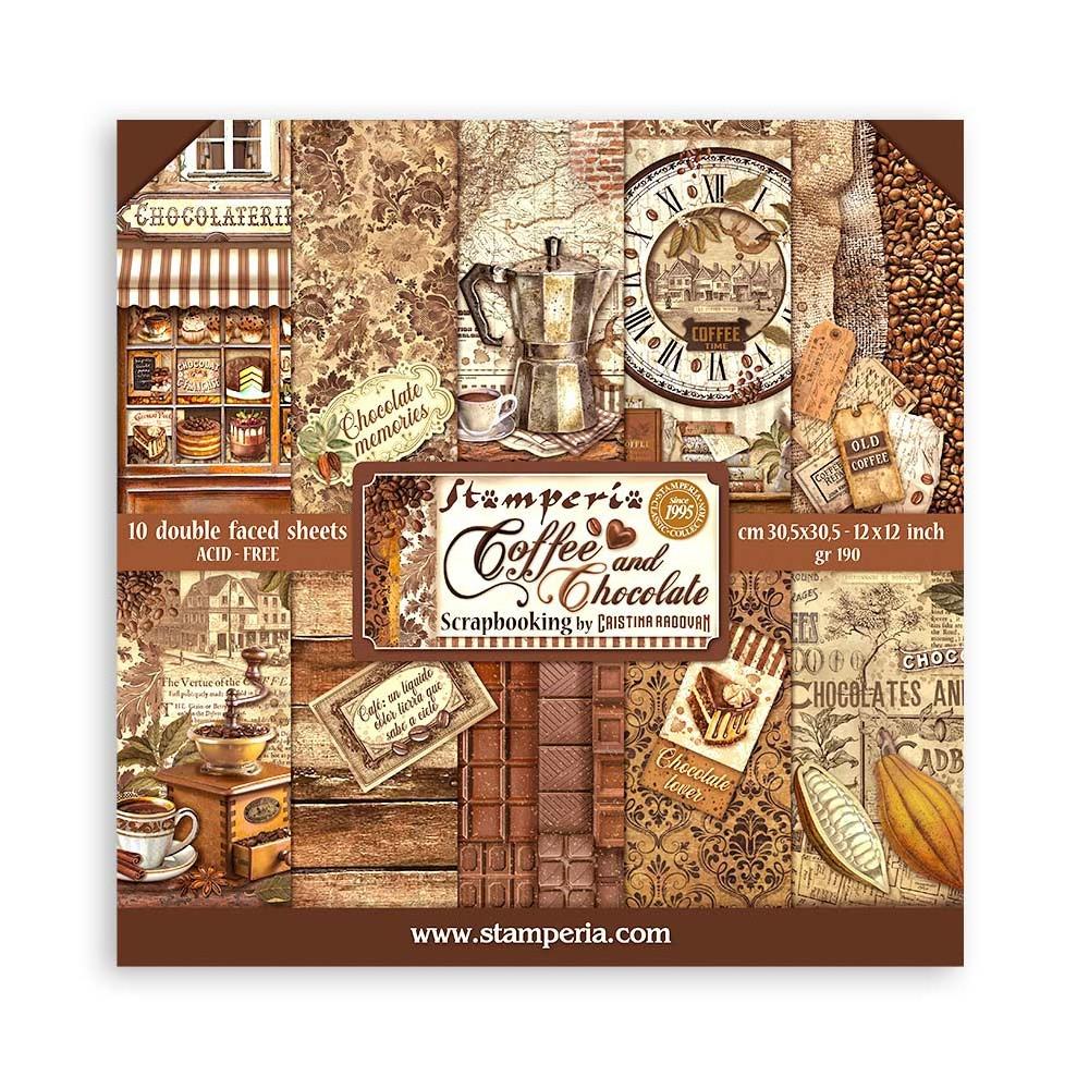 Stamperia  - Coffee and chocolate - Paper Pad  10 pk - 12 x 12"