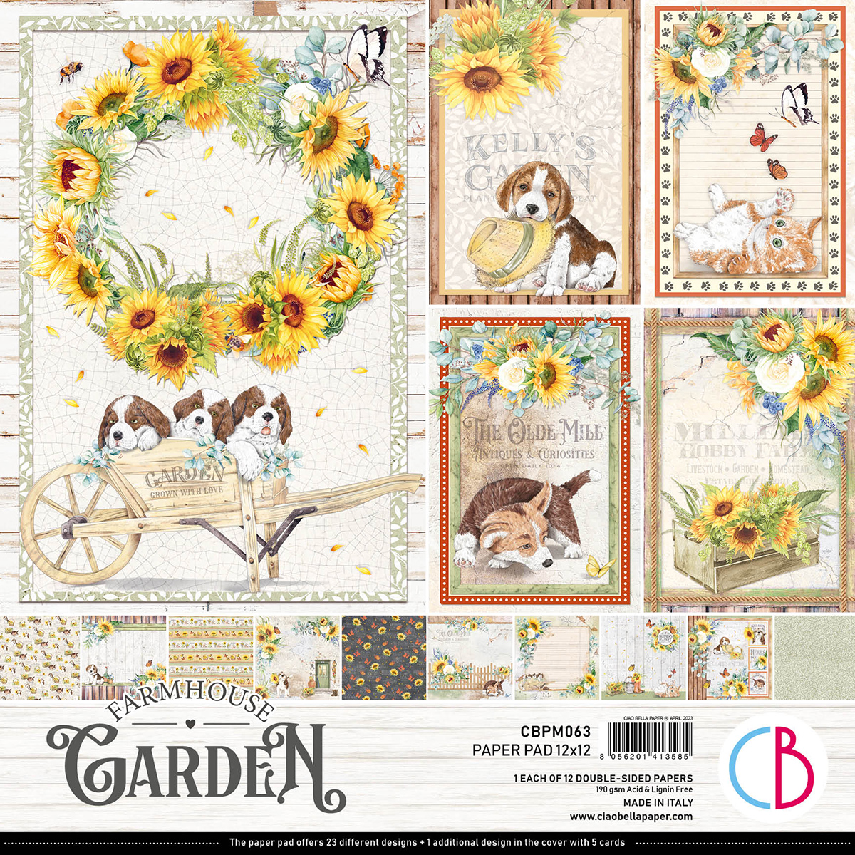 Ciao Bella - Farmhouse Garden - Paper Pack (12 ark) 12 x 12"