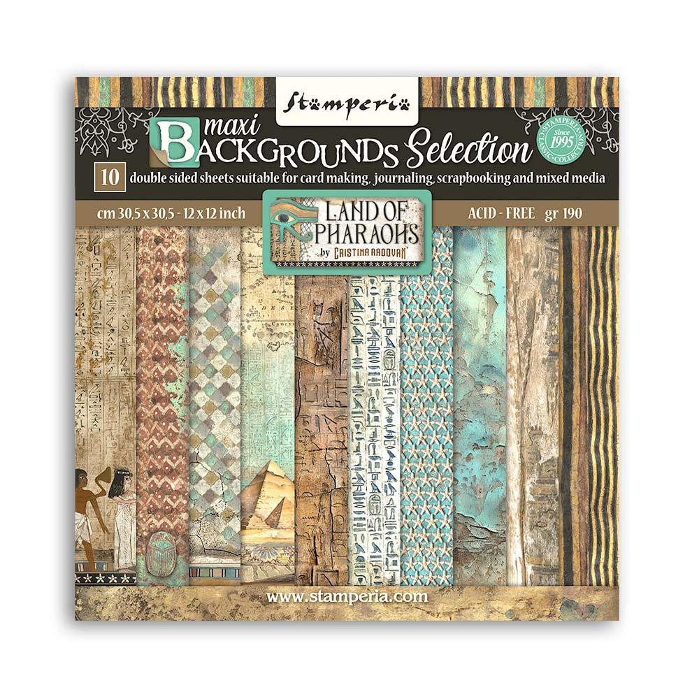 Stamperia - Fortune - Backgrounds - Land of Pharos - Paper Pack - 12" x 12"