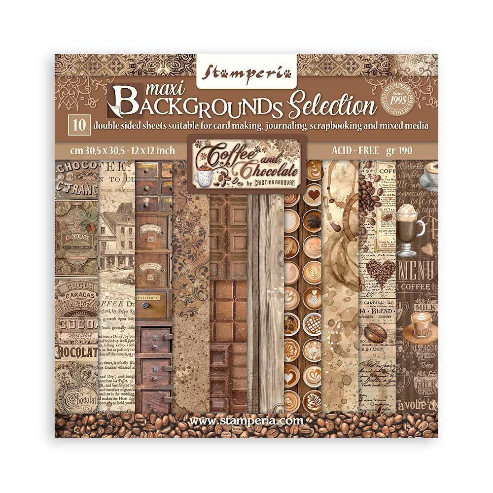 Stamperia  - Coffee and chocolate - Background Selection - Paper Pack 10 pk - 12 x 12"