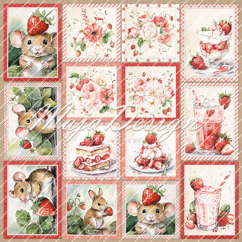 Maja Design - Strawberry thief - Cut-out-cards -  12 x 12"